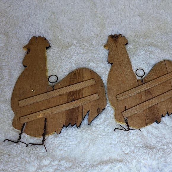 Set of Farmhouse Rooster Chicken Wood Decor Vintage Folk Art - Picture 5 of 6